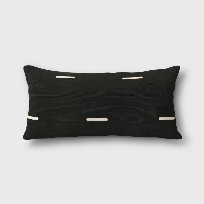 Woven Stripe Outdoor Lumbar Decorative Pillow Black - Project 62™ | Target