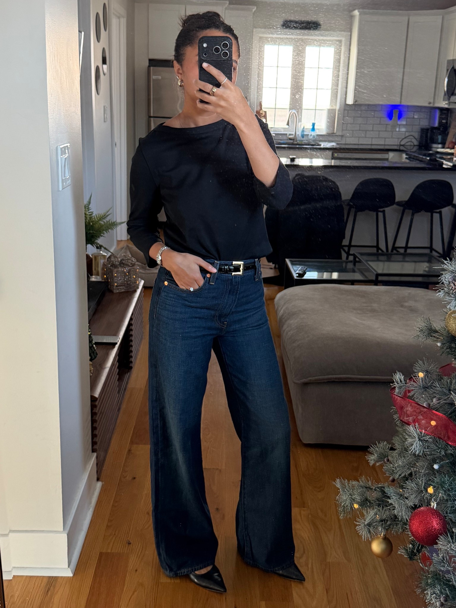 Simple outfit, wide leg jeans, boat neck top, Levi jeans COS shirt, Tony bianco shoes, flats, pointed toe flats 

#LTKFindsUnder100 #LTKFindsUnder50 #LTKSaleAlert