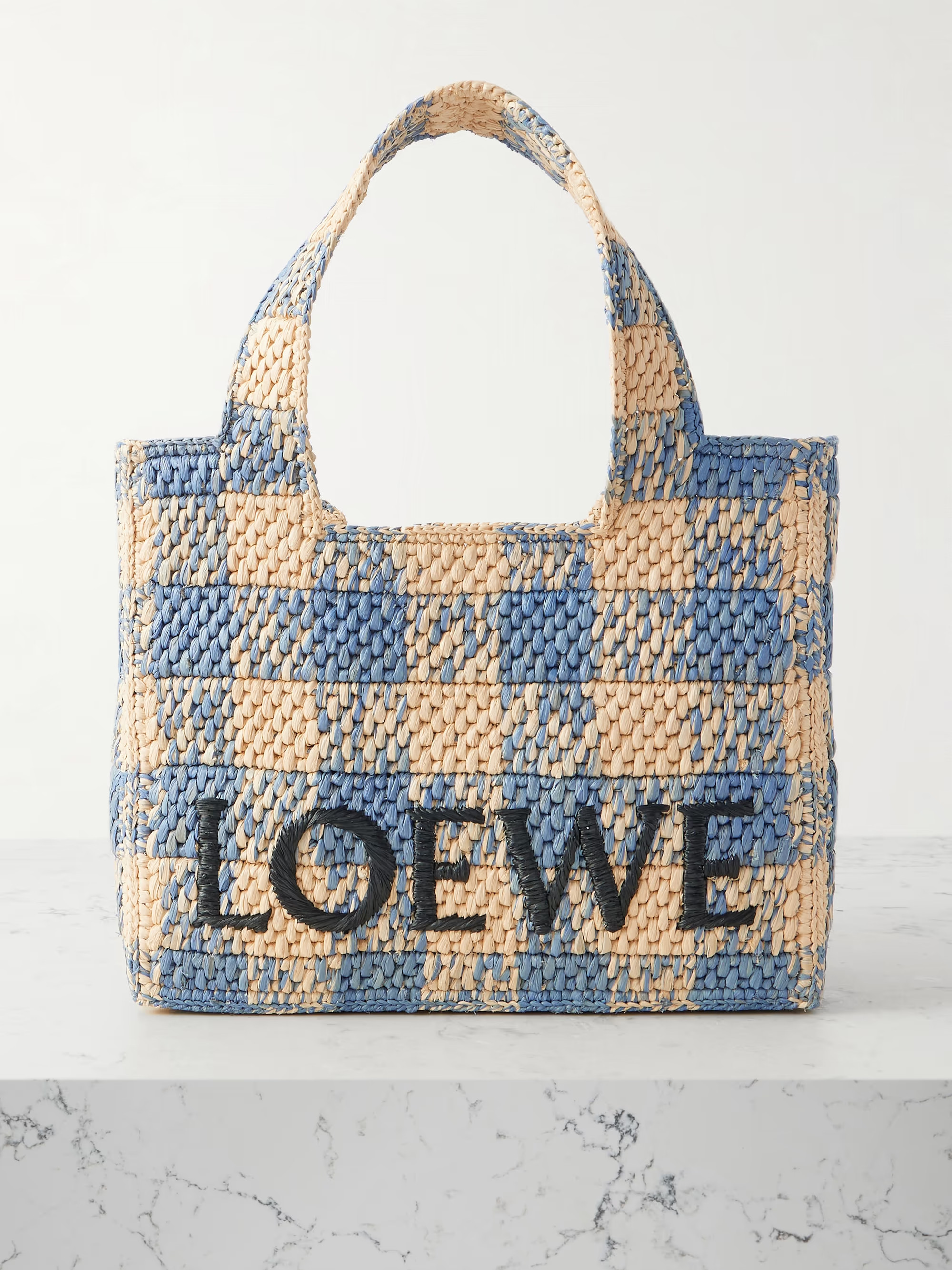 + Paula's Ibiza embroidered checked raffia tote | NET-A-PORTER (US)