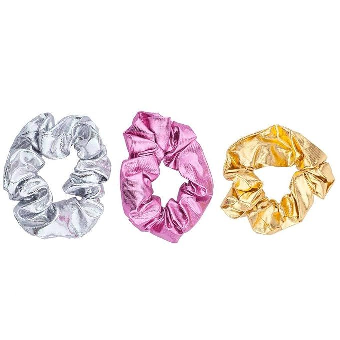 Lux Accessories Xmas Christmas Holiday Silver Gold Pink Metallic Ponytail Holder Scrunchie Set 3p... | Amazon (US)