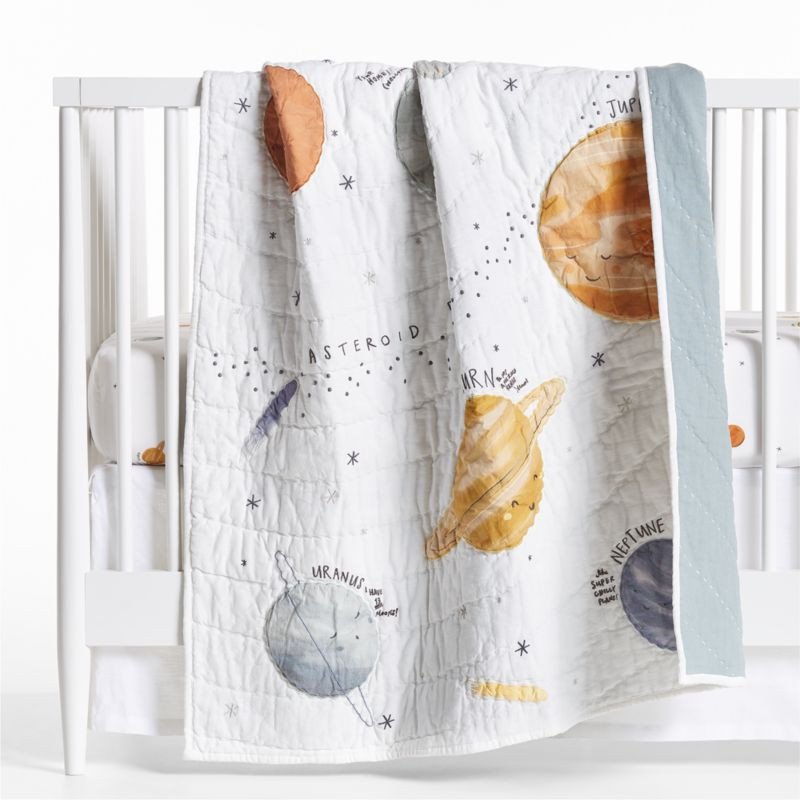 Outer Space Organic Cotton Baby Crib Quilt + Reviews | Crate & Kids | Crate & Barrel