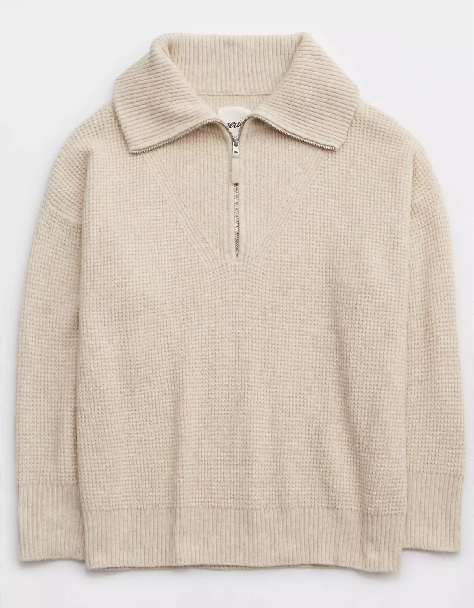 Aerie CozyUp Waffle Quarter Zip Sweater | Aerie