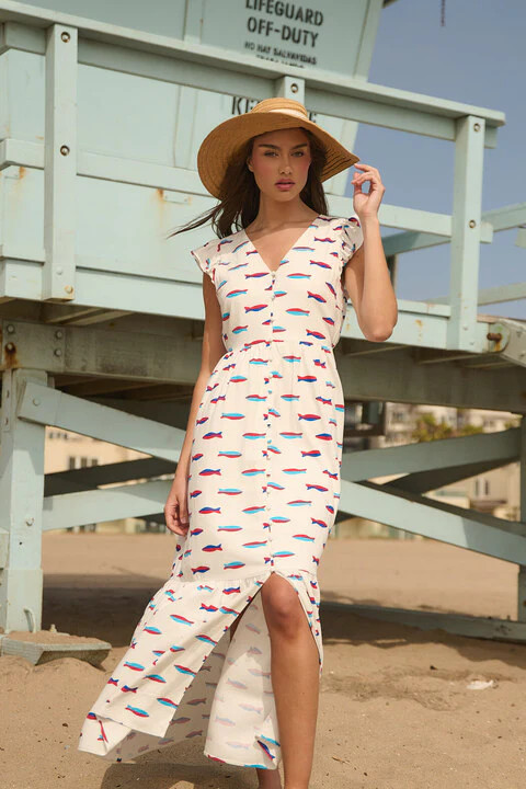 Evianna Flutter Maxi Dress Fresh Catch | Sugarlips