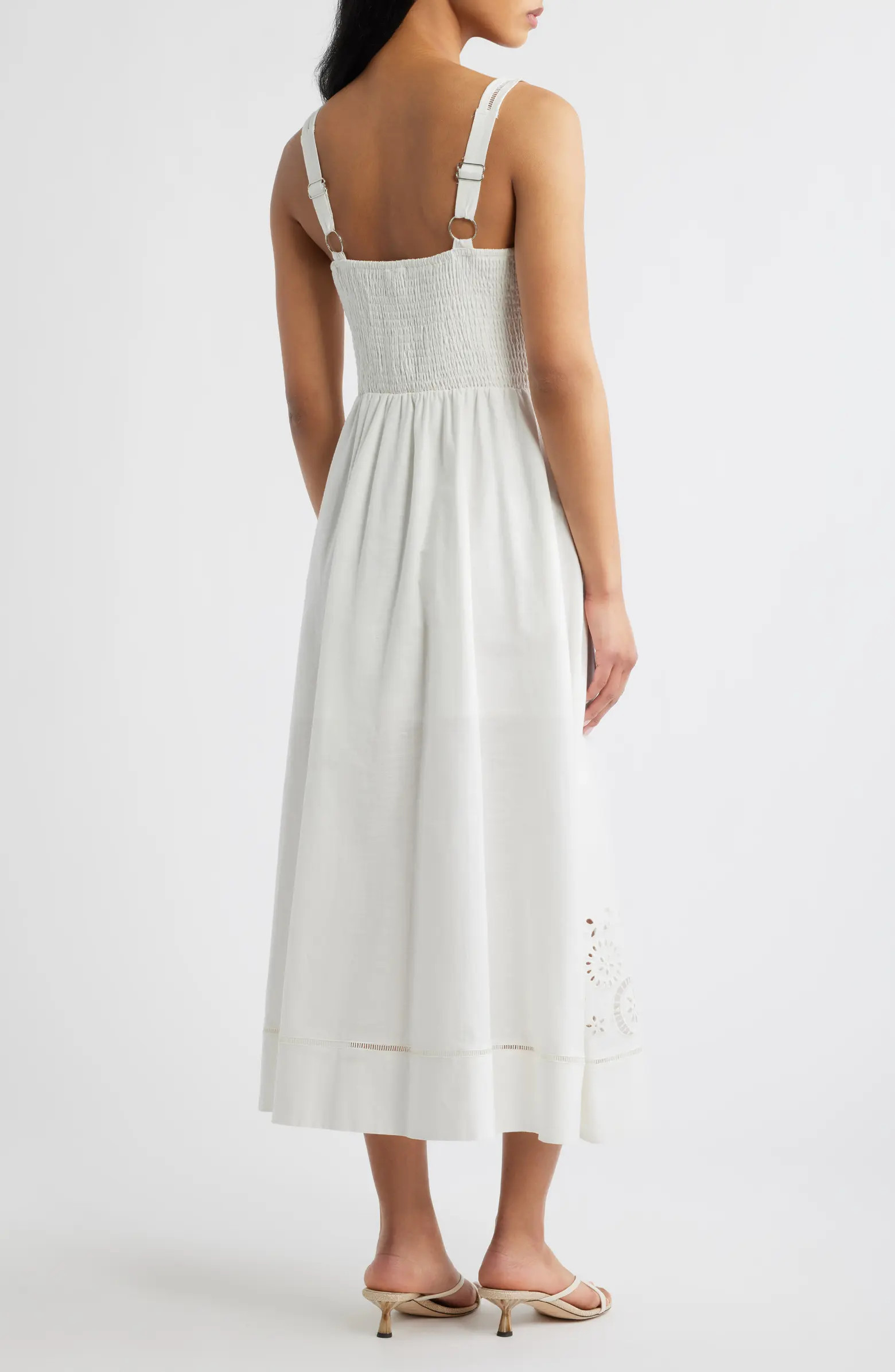 MOON RIVER Eyelet Midi Sundress | Nordstrom | Nordstrom