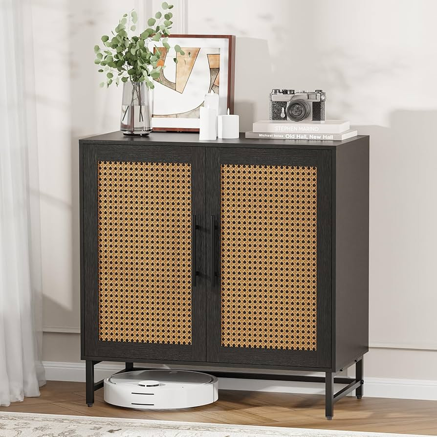 KFO Storage Cabinet with Rattan Doors, Free Standing Buffet Cabinet, Modern Sideboard for Living ... | Amazon (US)