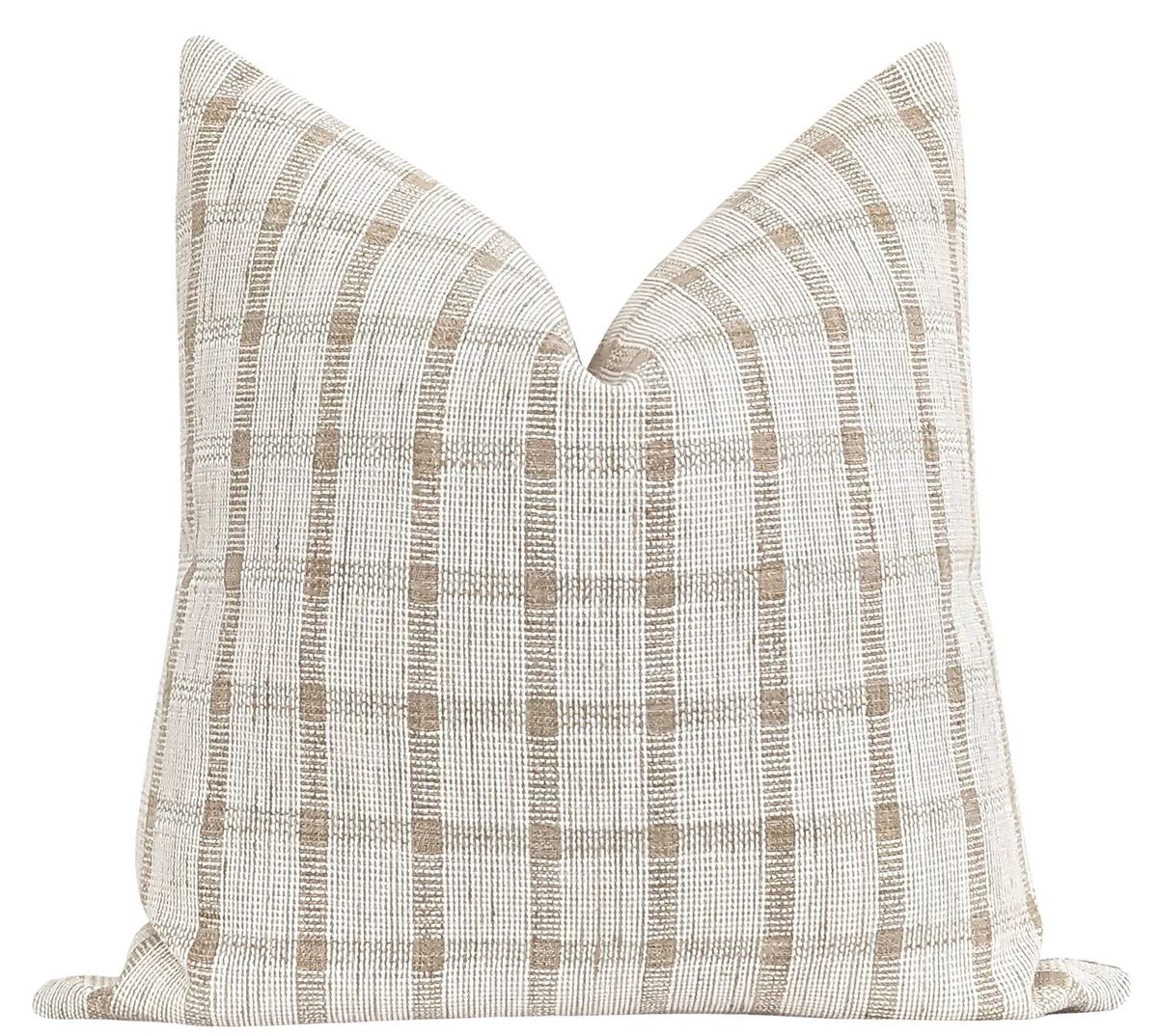 Toccoa Woven Natural Plaid Pillow | Land of Pillows