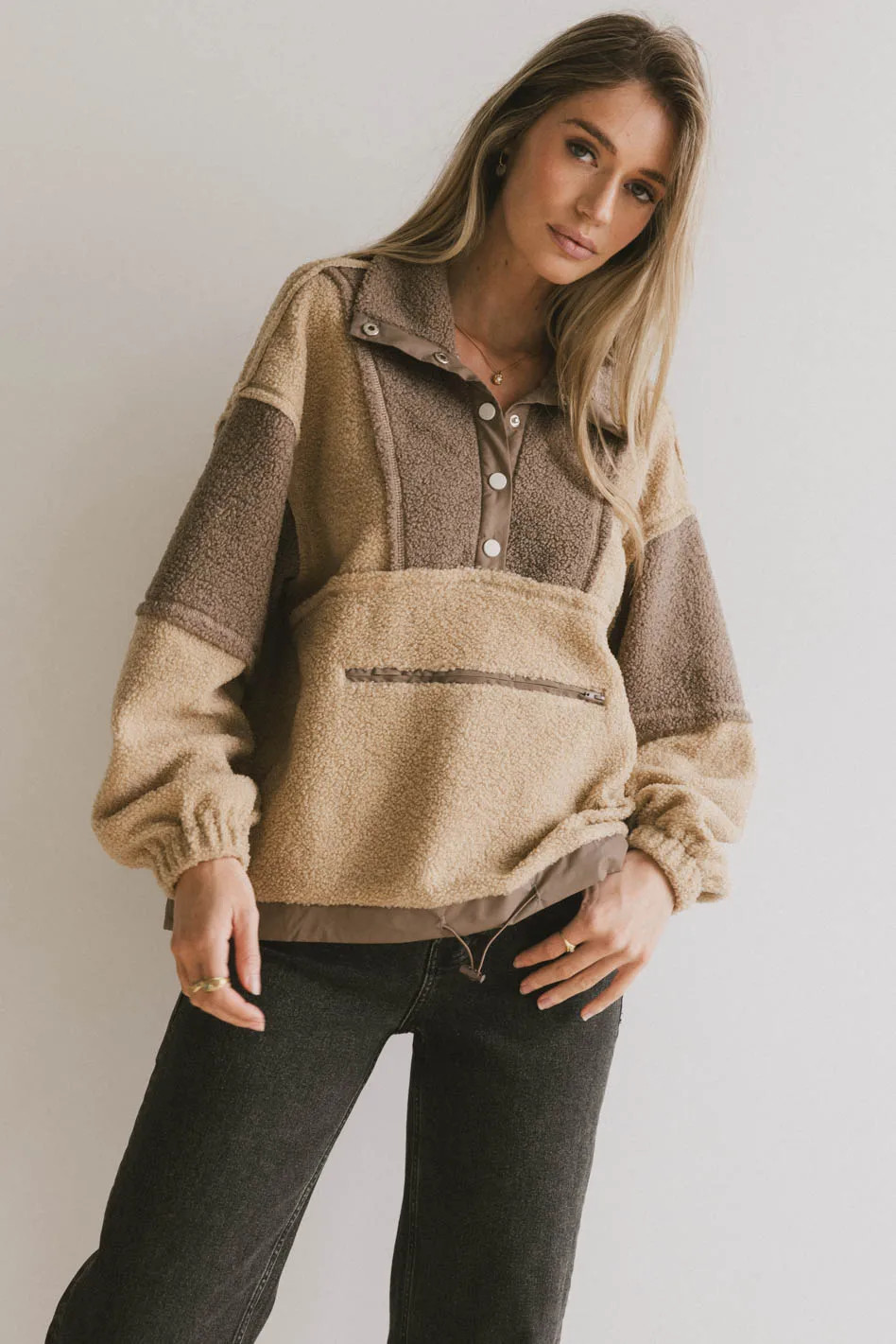 Indra Quarter Zip in Taupe | Böhme US