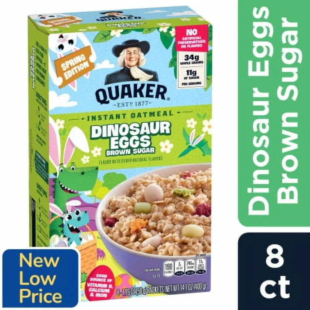 Pack of 2 - Quaker Dinosaur Eggs Brown Sugar Instant Oatmeal 8 ct | Walmart (US)