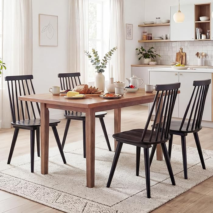 DUHOME Dining Chairs Set of 4 Wood Dining Room Chair Black Spindle Side Kitchen Room Country Farm... | Amazon (US)