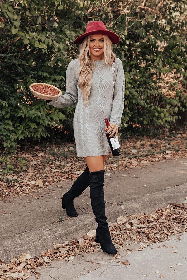 Peak Season Sweater Dress In Grey • Impressions Online Boutique | Impressions Online Boutique