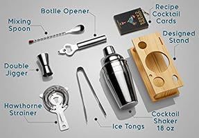 Mixology Bartender Kit with Stand | Bar Set Cocktail Shaker Set for Drink Mixing - Bar Tools: Mar... | Amazon (US)