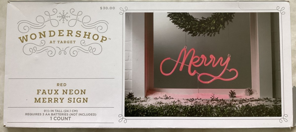 Wondershop at Target Red Faux Neon MERRY Sign Christmas Novelty Silhouette Light | eBay US