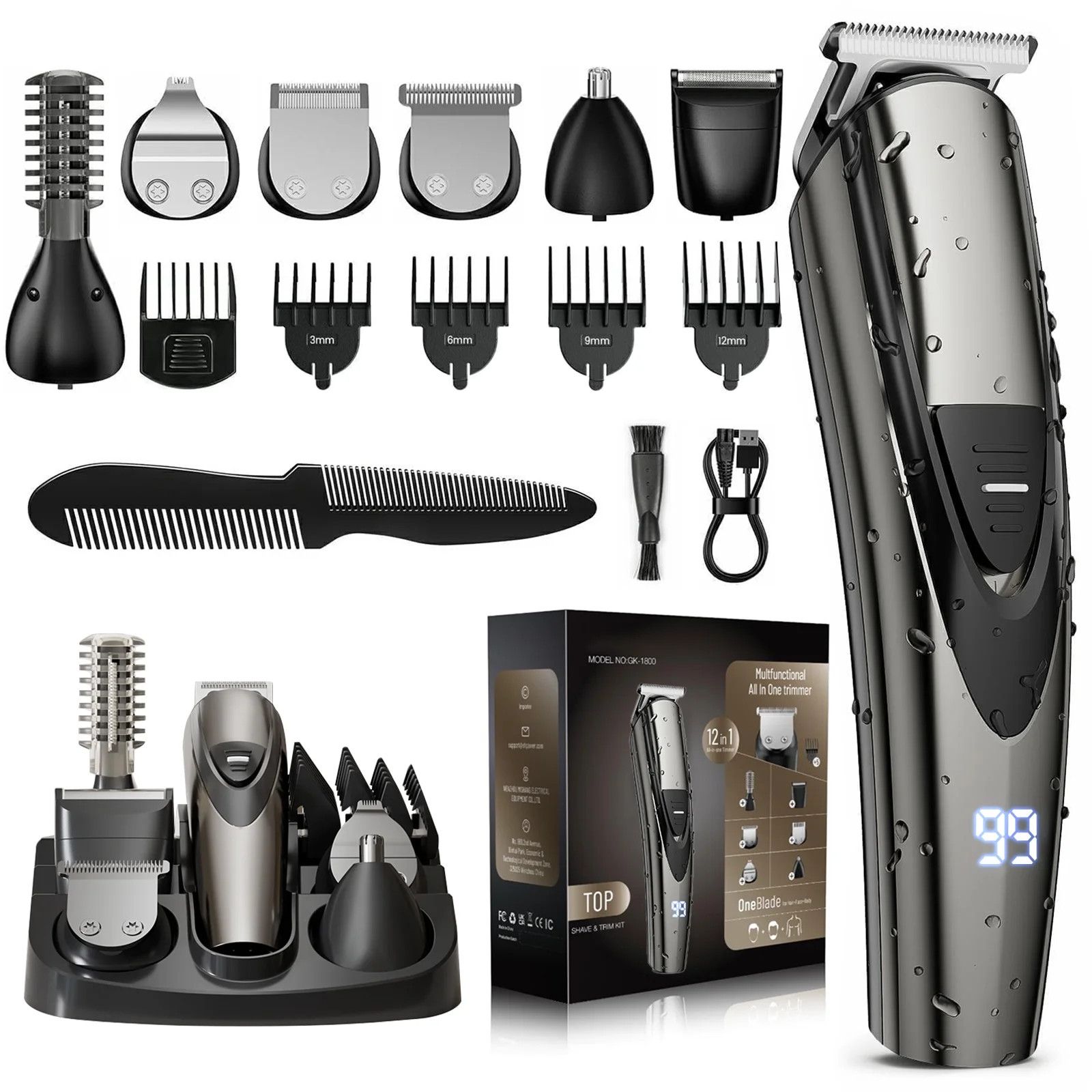 Nogroa Hair Trimmer for Men, Cordless Hair Clippers with Safety Lock, All in One Mens Grooming Ki... | Walmart (US)