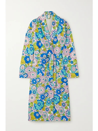 Dodo Bar Or - Luba Floral-print Terry Robe - Blue | NET-A-PORTER (US)
