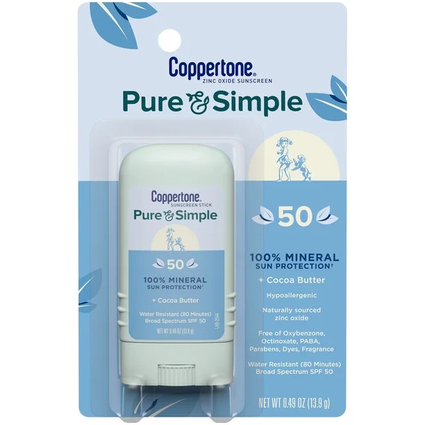Coppertone Pure and Simple Sunscreen Stick, SPF 50, 0.49 Oz | Walmart (US)