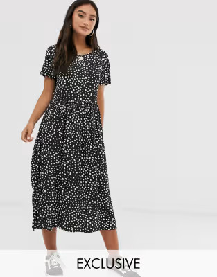 Wednesday's Girl midi dress in smudge polka dot | ASOS US