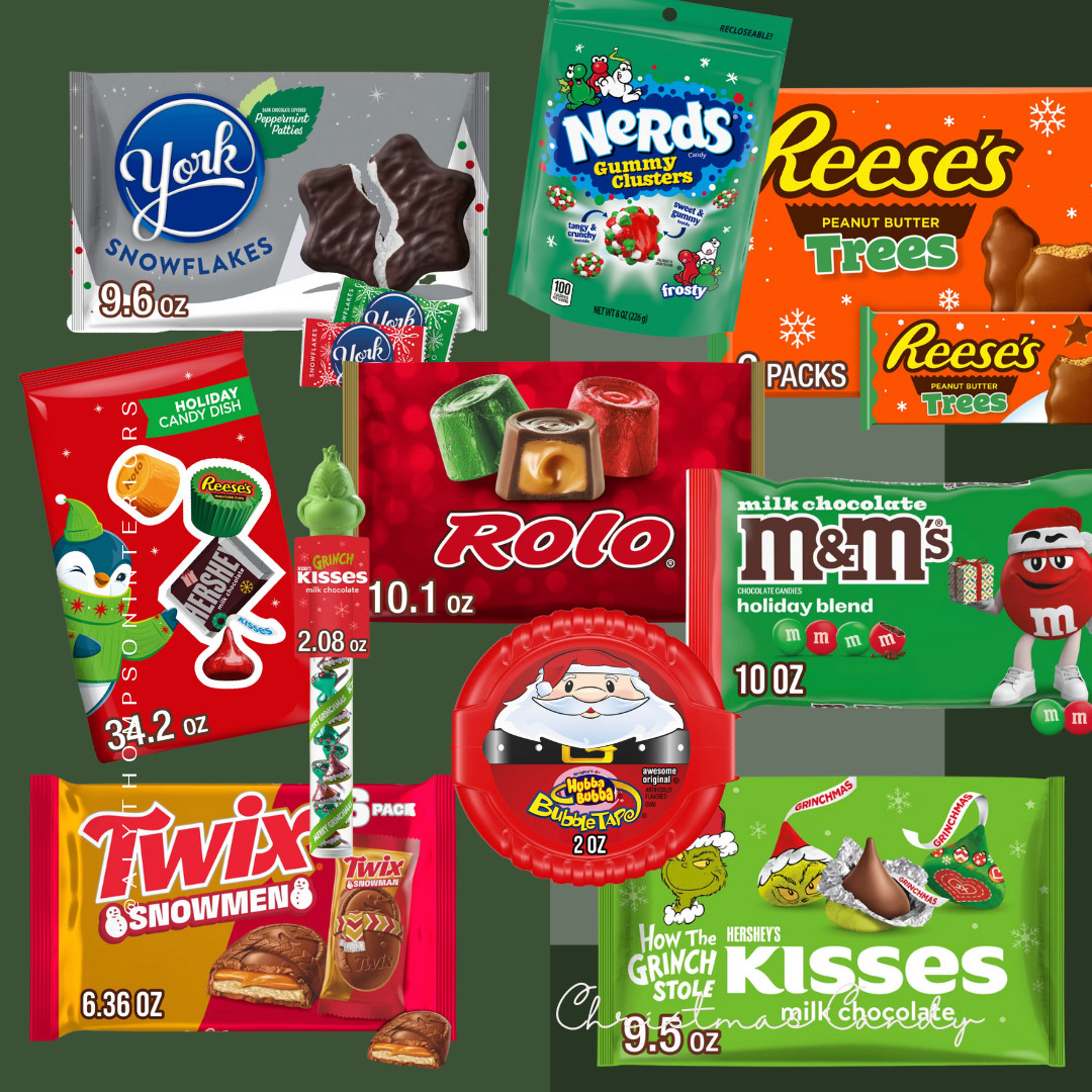Christmas Candy | Reese's Trees | York Mints | M&M's | Twix | Stocking Stuffers | Grinch | Gifts for Kids | White Elephant | Christmas Baking | Hershey | Santa Candy | Nerds Gummy Clusters 

 #LTKHoliday #LTKfoodie #LTKSeasonal