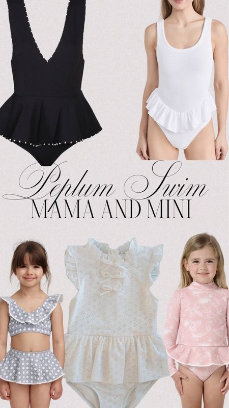 Peplum suits for you and your gal. The white one top right works with a bump too. Also comes in black!

#LTKswim #LTKkids #LTKbump