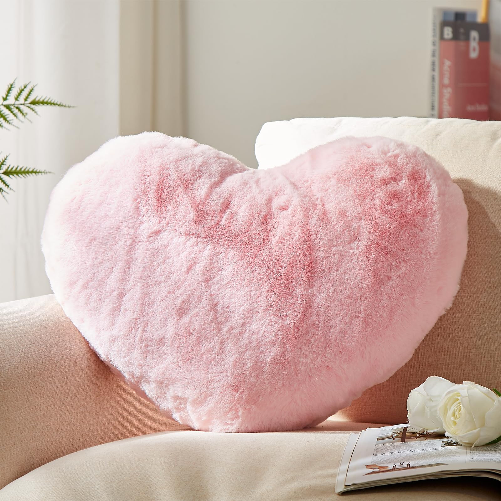 YRXRUS Heart Pillows, Love Heart Shaped Pillow, Small Cute Pink Heart Pillows for Gifts, Faux Rab... | Amazon (CA)