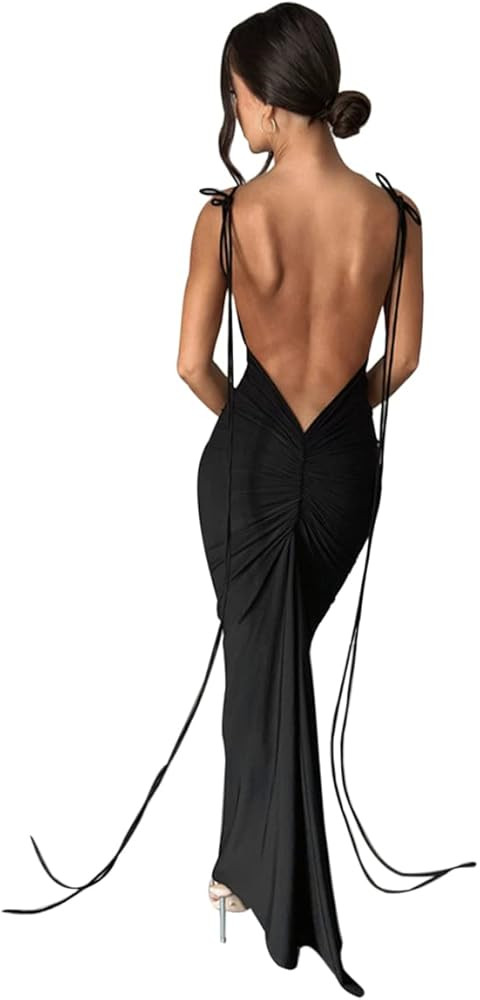 Women Sexy Backless Dress Bodycon Sleeveless Open Back Maxi Dress Formal Cocktail Wedding Guest | Amazon (US)