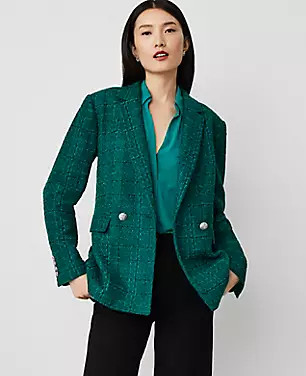 Petite Tweed Double-Breasted Blazer | Ann Taylor (US)
