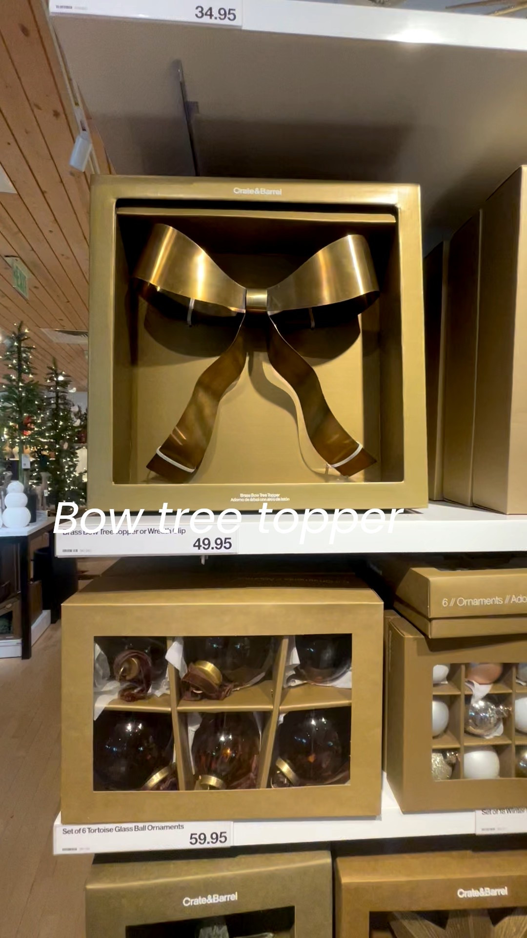 Brass metal bow tree topper 