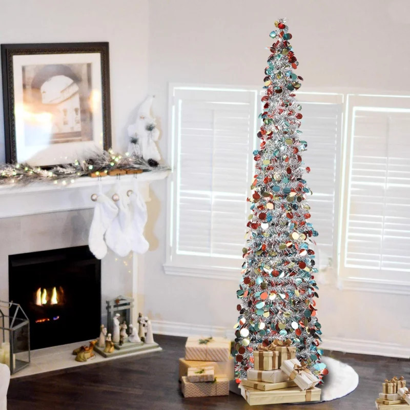 5FT Christmas Pop Up Tinsel Xmas Trees with Shiny Sequins,Collapsible,Reusable | Walmart (CA)