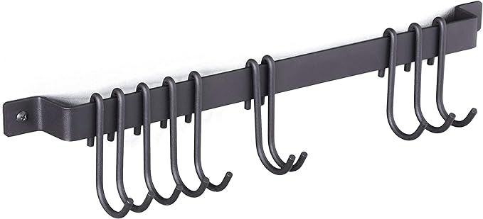 Wallniture Gourmet Kitchen Rail with 10 Hooks, Wall Mounted Wrought Iron Hanging Utensil Holder R... | Amazon (US)