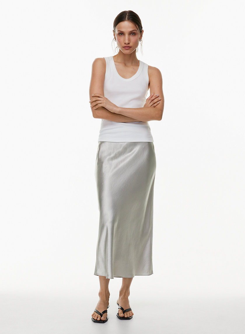 Aritzia Babaton Women's Slip Satin Maxi Skirt in City Grey | 8 | Aritzia