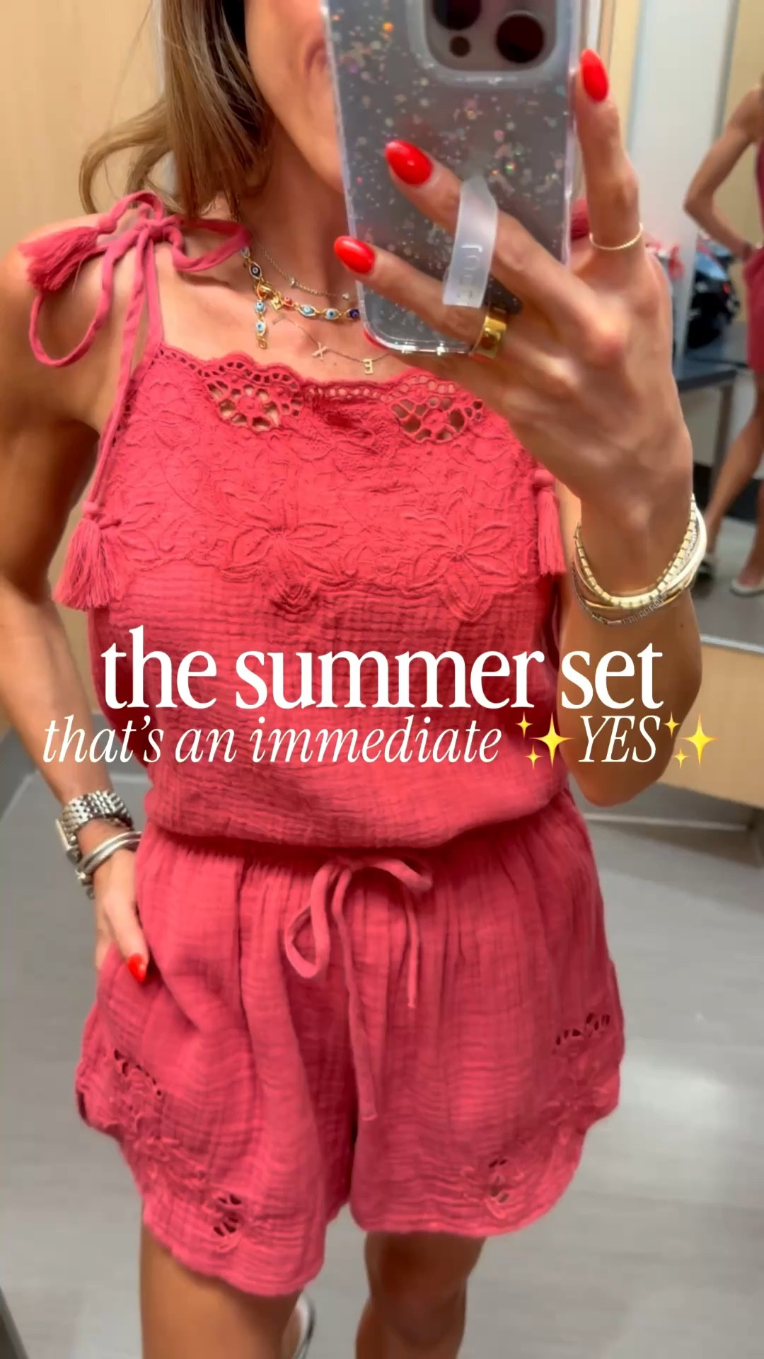 Super cute summer matching embroidered set that looks so high end! Wearing size xs and petite friendly 

#LTKootd #LTKPetite