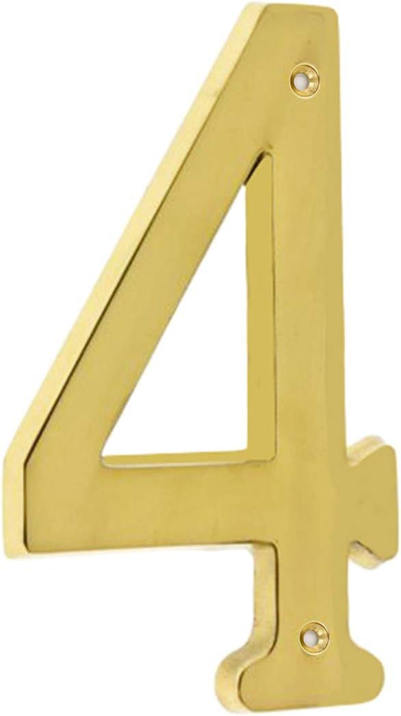 4 Inch Premium Bright Solid Brass Door House Numbers and Street Address Plaques Numbers for Resid... | Amazon (US)