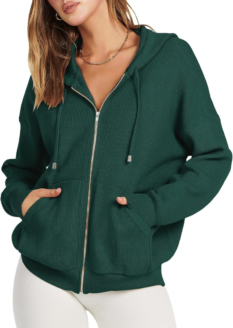 ANRABESS Women's Hoodies Sweatshirts Long Sleeve Zip Up Casual Drawstring Hooded Jacket Sweater C... | Amazon (US)