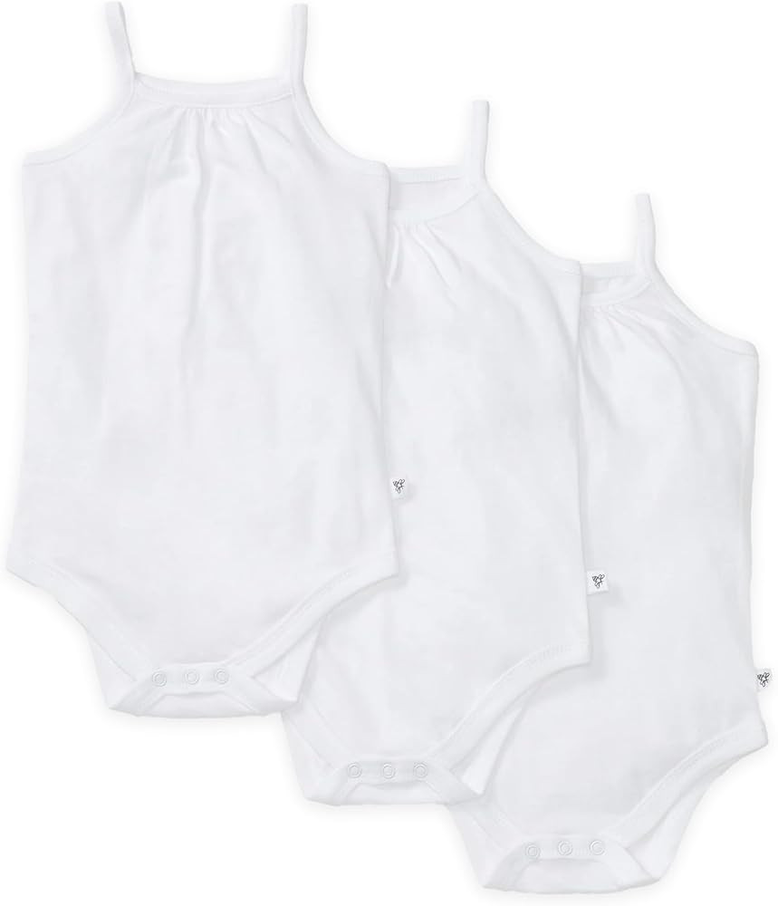 Burt's Bees Baby Girls' One-Piece Organic Cotton Camisole Bodysuits, 3-Pack | Amazon (US)