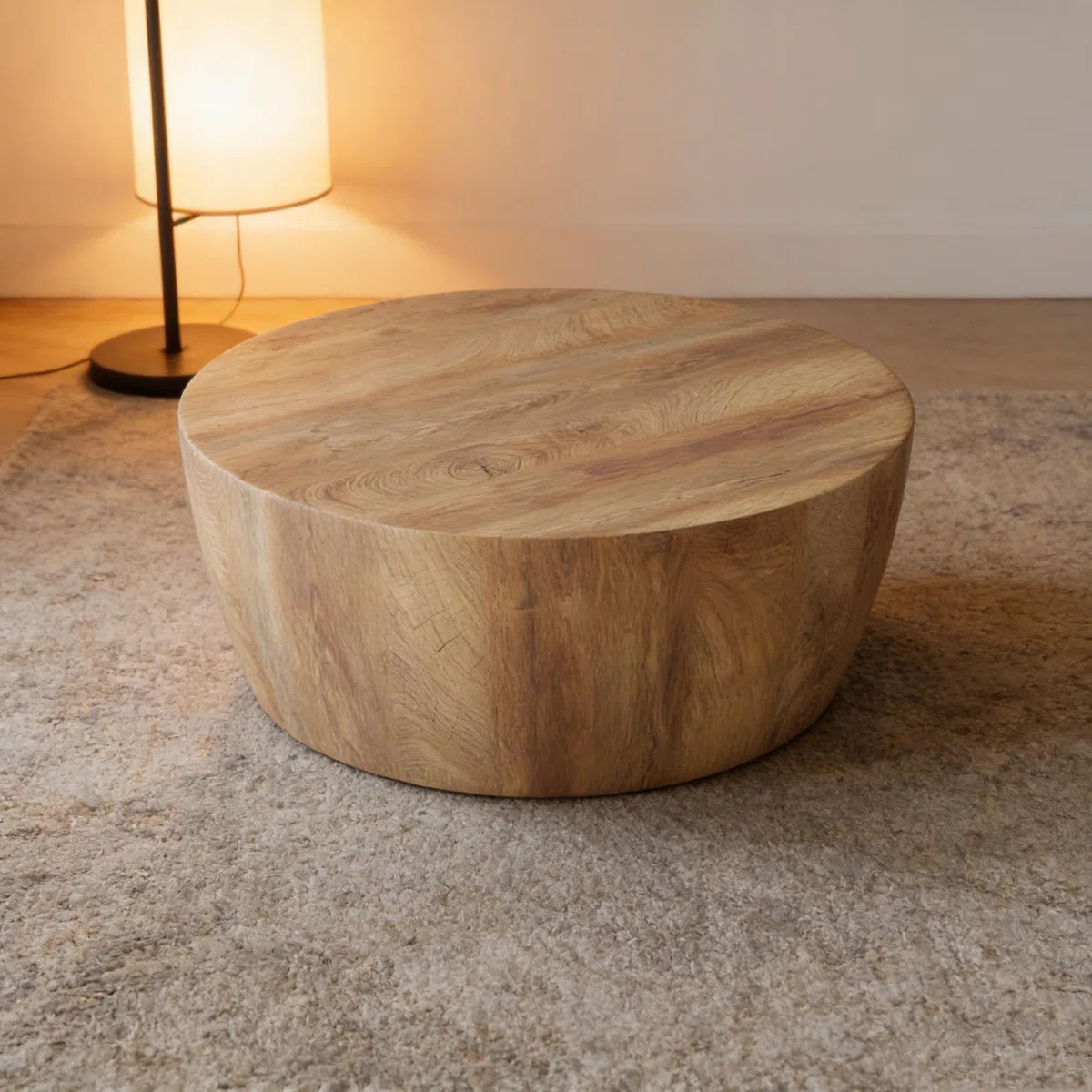 29.53" High-quality Mdf Natural Color Round Table, Modern Industrial Natural Fully Assembled Drum... | Wayfair North America