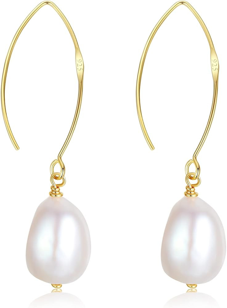 14K Gold Threader Drop S925 Wire Dangle Earrings for Women | Amazon (US)