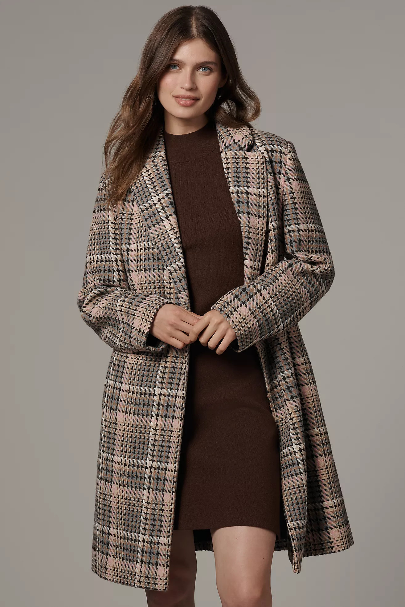 Ellen Tracy Plaid Tweed Double-Breasted Coat | Anthropologie (US)