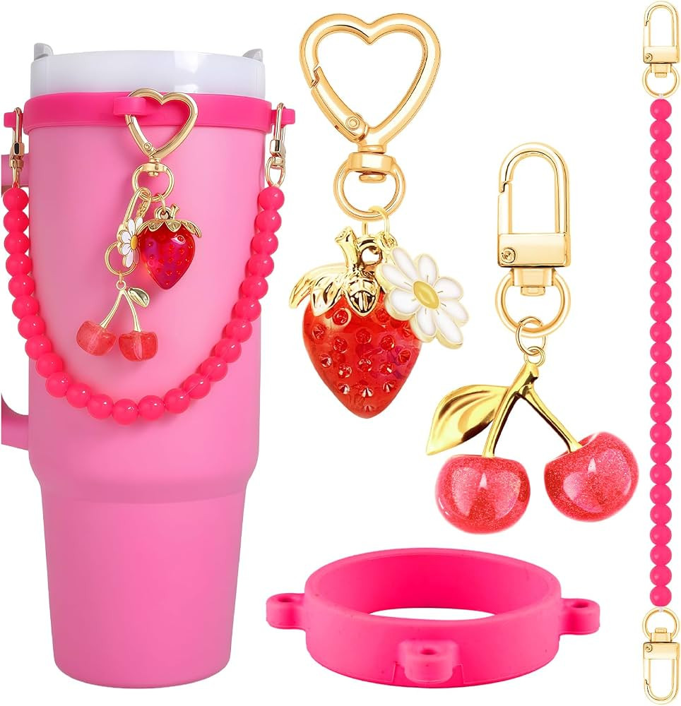 Water Bottle Accessories for Owala Stanley Cup Accessories Set Hot Pink Water Bottle Handle Strap... | Amazon (US)