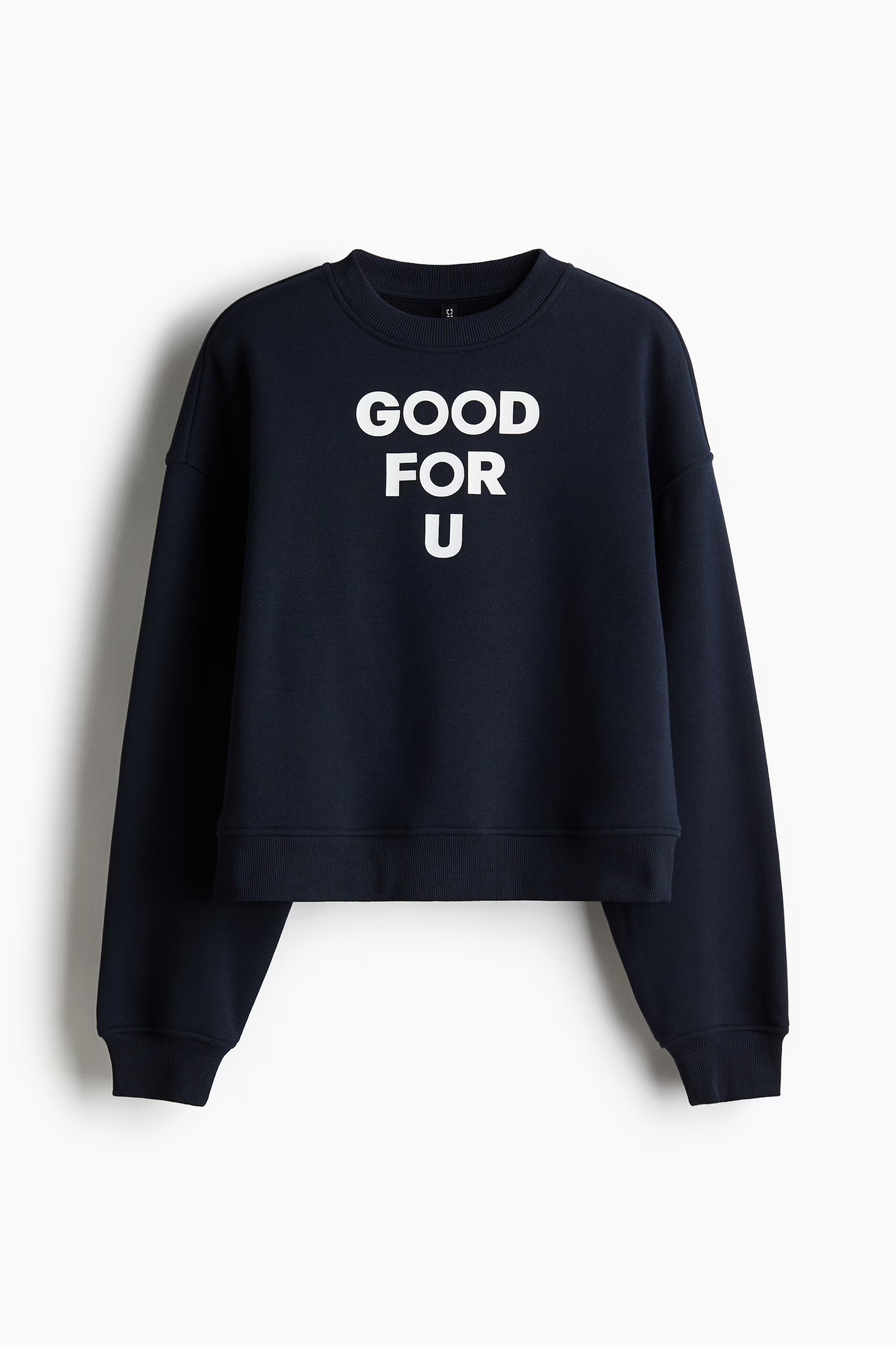 Printed sweatshirt - Navy blue/Good for U - Ladies | H&M GB | H&M (UK, MY, IN, SG, PH, TW, HK)