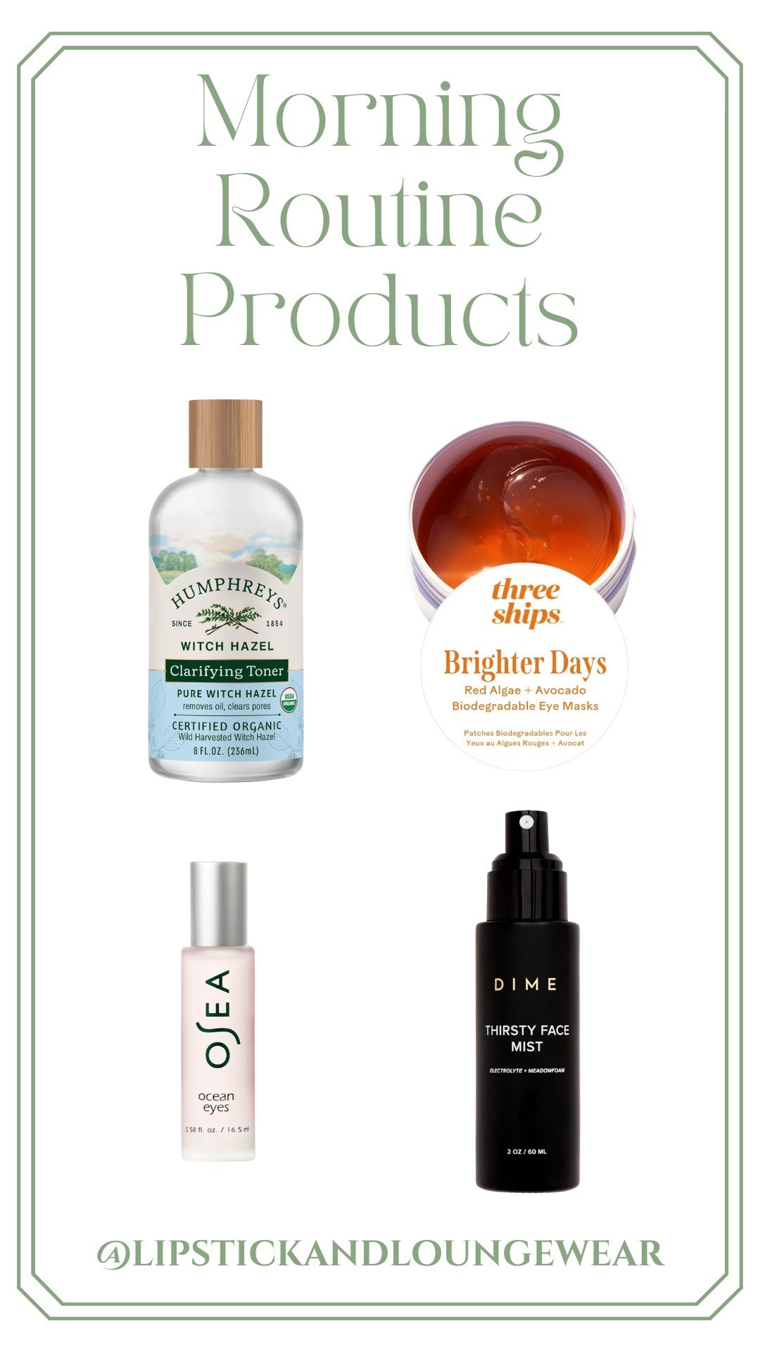 My morning routine products.I alter the eye patches and eye serum every other day. 

