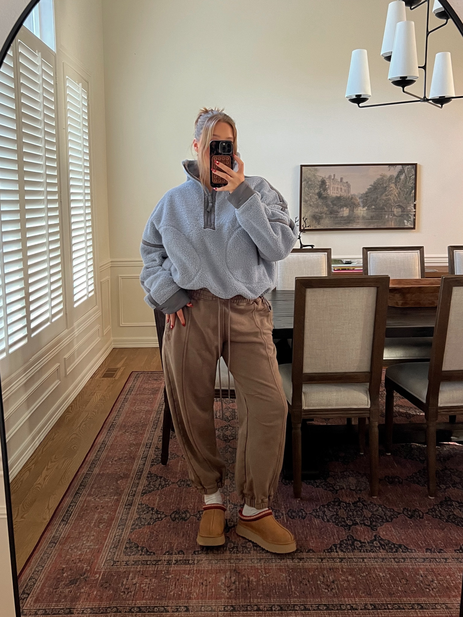 Free people spend $150 get $100 back to spend at free people!! 😍👌🏼 true to size Sherpa in a new color it’s so warm and cozy! I like to size up to a large but it’s pretty oversized so honestly probably just stick with your normal size 😁 pants tts M the best sweats!! 