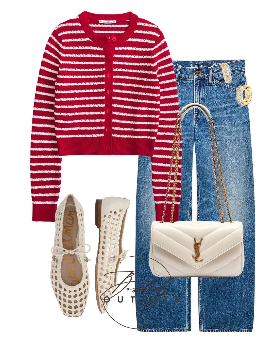The ultimate effortless spring uniform! ❤️ A classic red striped cardigan paired with straight-leg denim and the chicest woven flats. Perfect for weekend brunches or a casual workday. These staple pieces are selling out fast—grab them while you can!

#LTKstyletip #LTKbag #LTKshoes