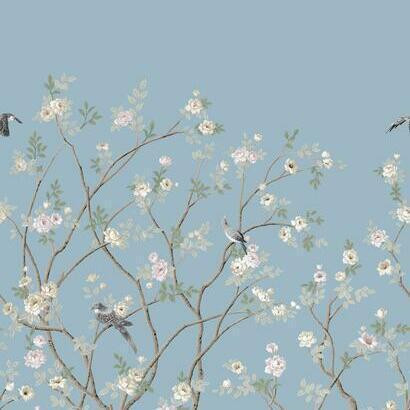 York Lingering Garden Mural Light Blue Wallpaper | DecoratorsBest | DecoratorsBest