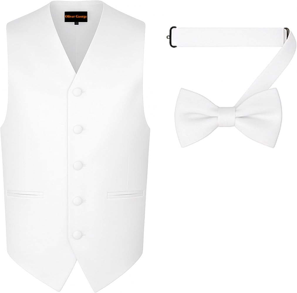 Men's Solid Formal Waistcoat Tuxedo Dress Vest Bow Tie Set for Suit or Tuxedo | Amazon (US)