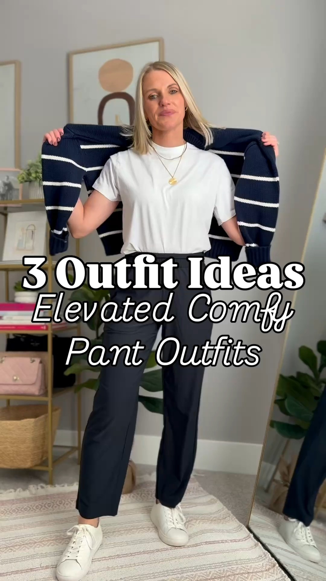 I’m loving these comfy athletic pants from Amazon! I’m wearing an xs/27”
T-shirt- small
Striped sweater-small
Sweater tee- medium 
Denim jacket- xs
Fitted top- small
Sweater- small

#LTKOver40 #LTKSeasonal #LTKPetite