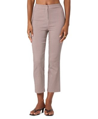 Astr the Label Women's Alma High-Rise Pants - Brown Gingham | Macy's