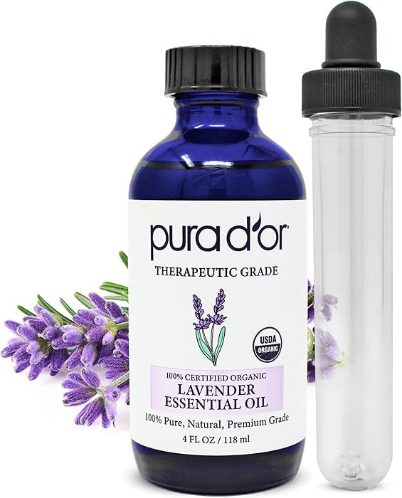 PURA D'OR Organic Lavender Essential Oil (4oz with Glass Dropper) 100% Pure & Natural Therapeutic... | Amazon (US)