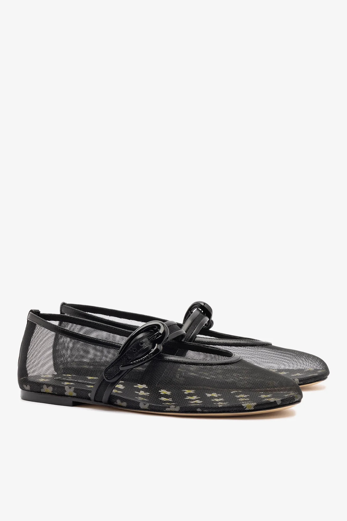 Verona Mesh Ballet Flat In Black Mesh and Leather | Larroude