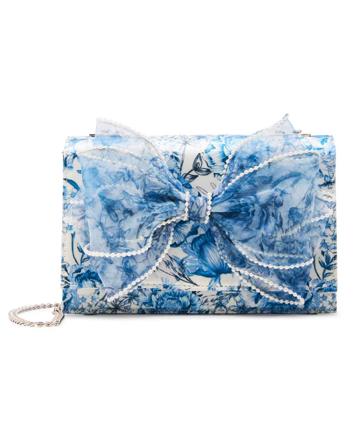Betsey Johnson Imitation pearl Trimmed Bow Bag - Blue | Macy's
