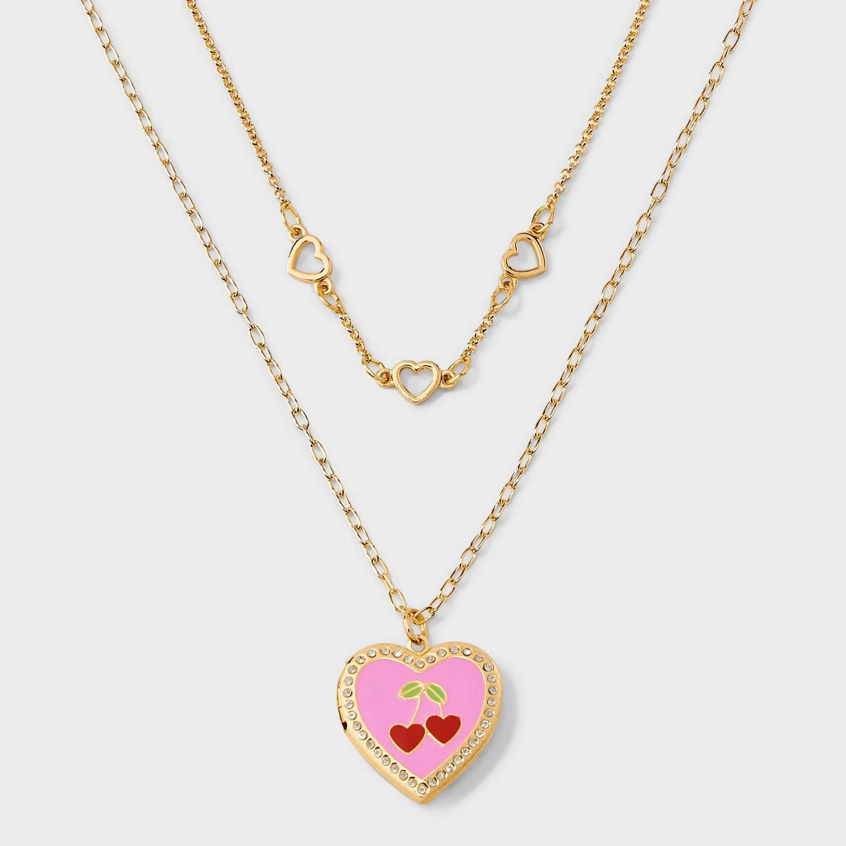 Girls' 2pk Cherry and Heart Locket Necklace Set - Cat & Jack™️ | Target