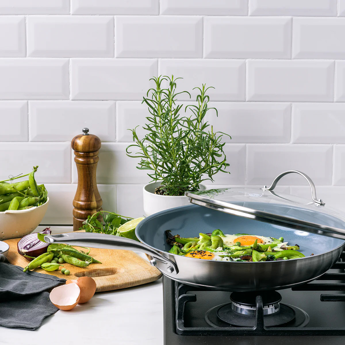 Treviso Ceramic Nonstick Stainless Steel 10-Piece Cookware Set | GreenPan